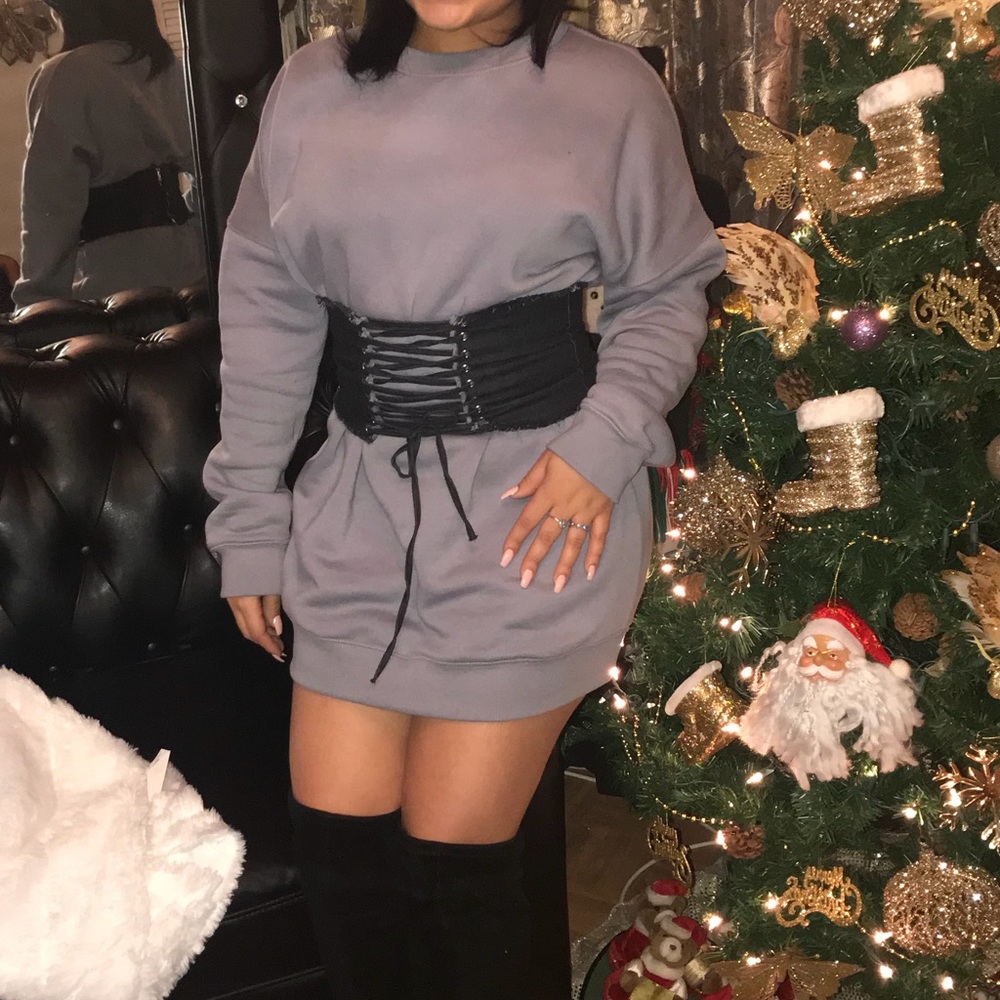 Grey sweater dress